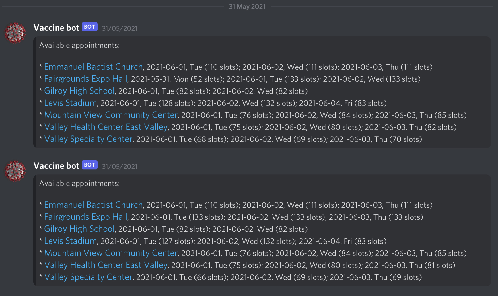Discord vaccine bot